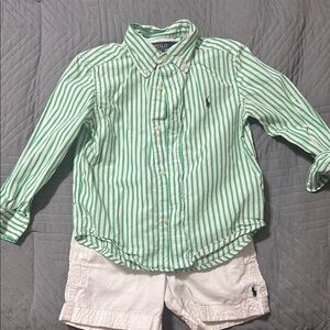 Polo by Ralph Lauren Green Striped Kids Shirt